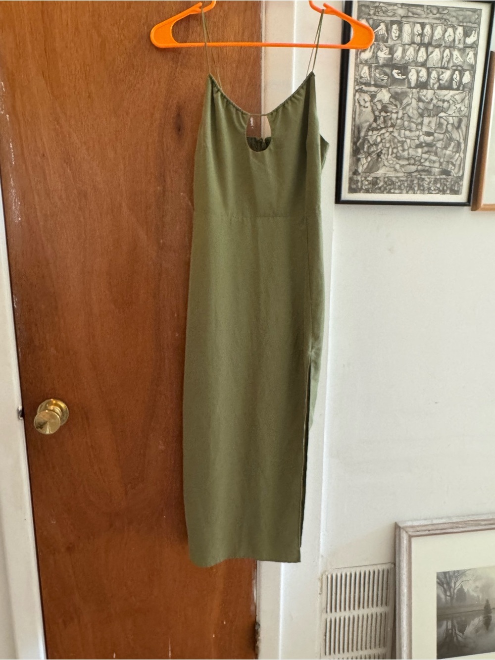 Abercrombie & Fitch Olive Green khaki Slip Midi Dress